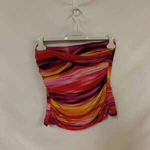 Women's Suddenly Slim by Catalina Tankini Halter Top Sz. 8-10 Vibrant Red/Orange